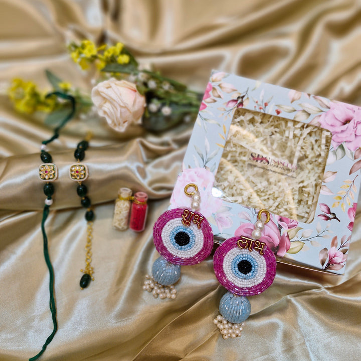 Designer Kundan Bhaiya Bhabhi Rakhi Set