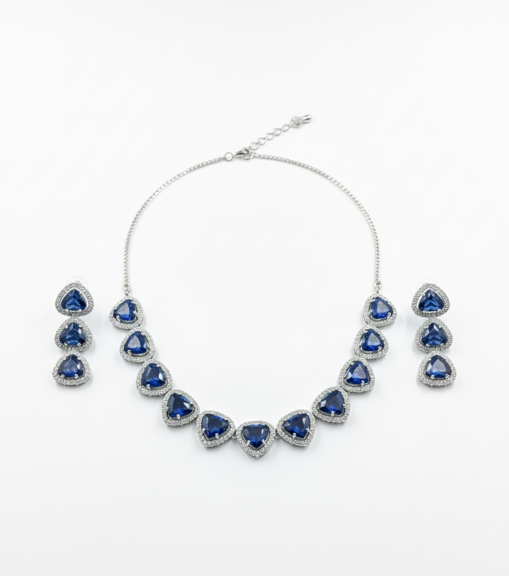 Regal Blue Triangle AD Necklace Set