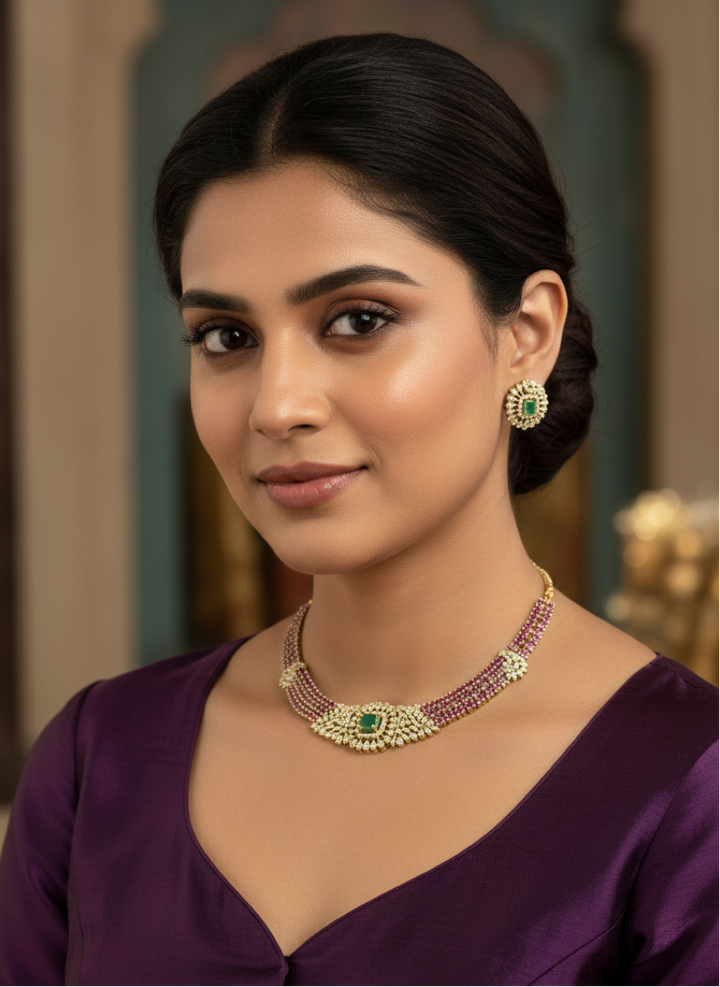 Regal Emerald & Ruby Antique Necklace Set