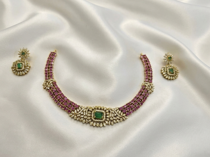Regal Emerald & Ruby Antique Necklace Set