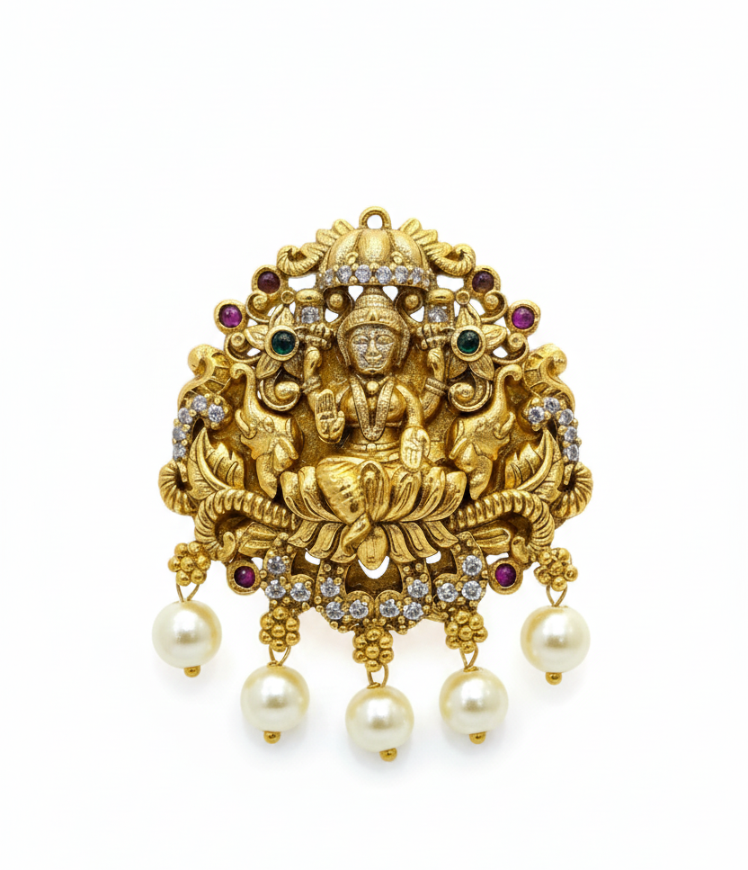Exquisite Antique Gold-Plated Lakshmi Pendant