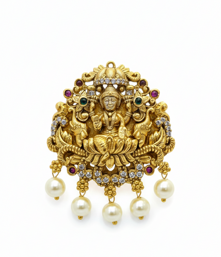 Exquisite Antique Gold-Plated Lakshmi Pendant