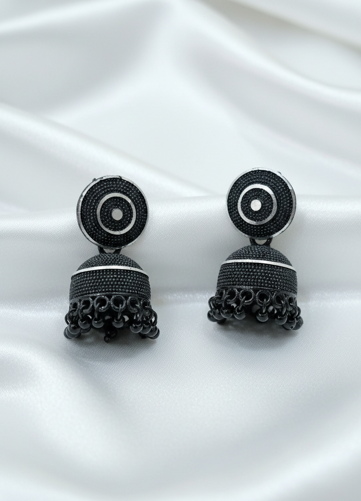 Elegant Black Oxidized Jhumka Earrings