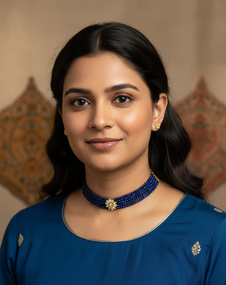 Elegant Lapis Blue Beaded Choker