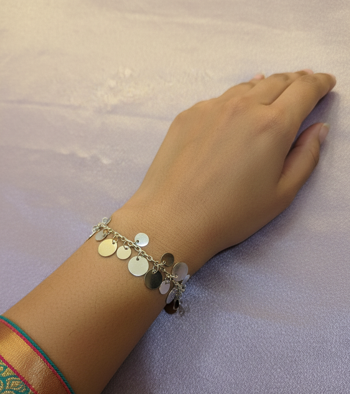 22K Gold Plated Disc Charm Bracelet