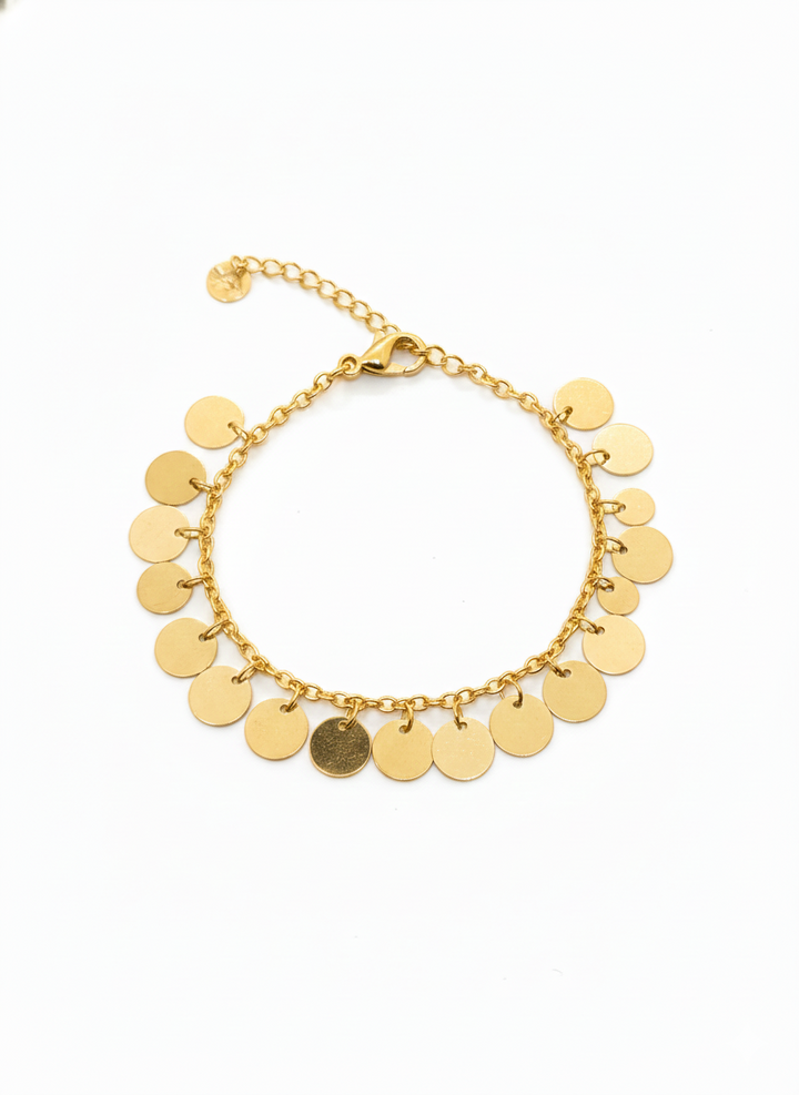 22K Gold Plated Disc Charm Bracelet