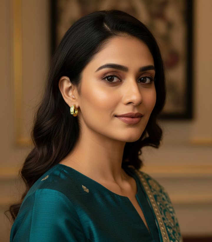 Regal Gold-Polished AD Stone Indian Stud Earrings