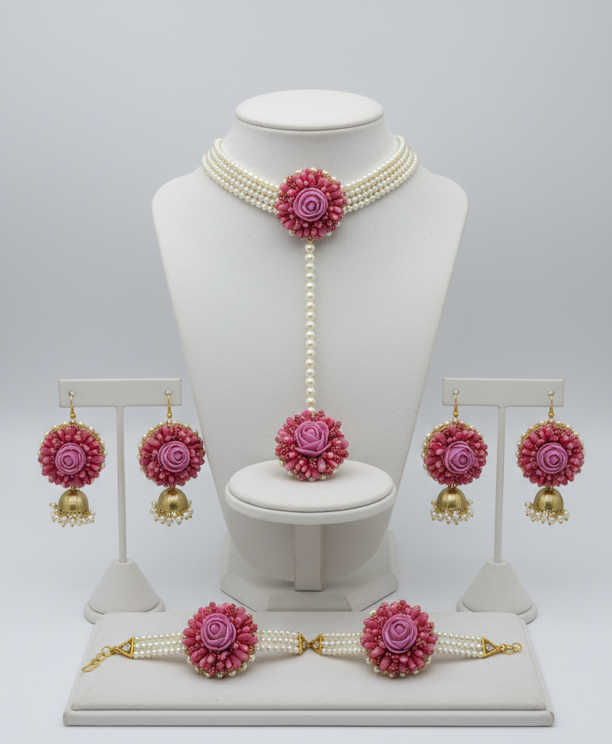 The Haldi & Mehendi Bloom: 5-Piece Floral Jewellery Set
