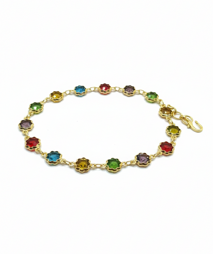 Radiant 22kT Gold Plated Multi-Color Floral Bracelet
