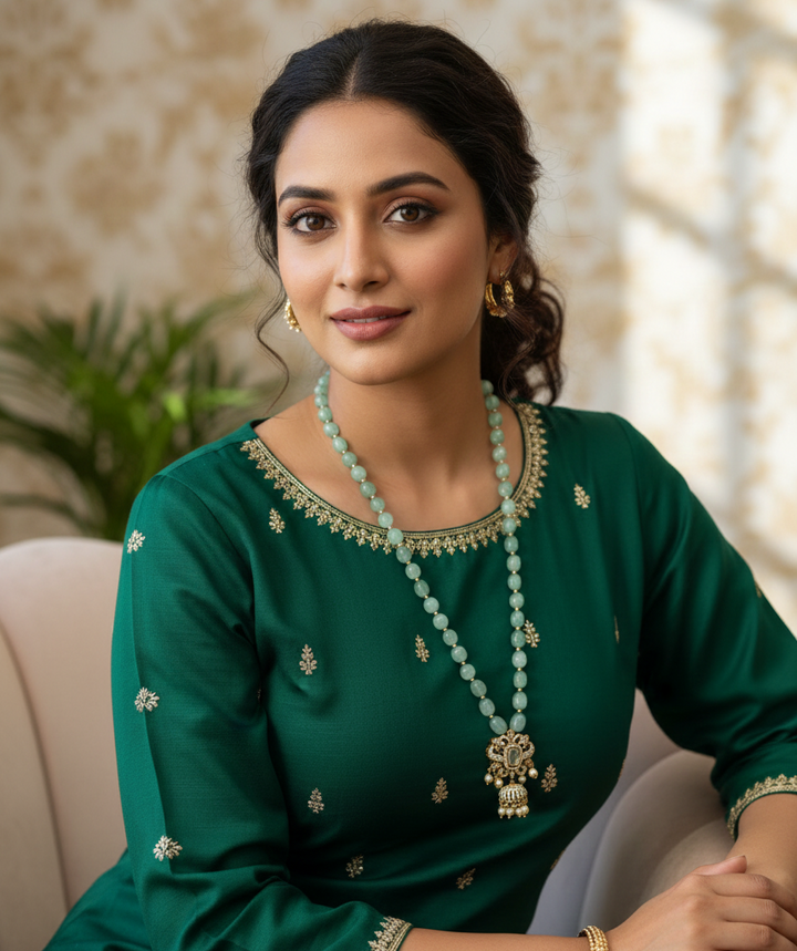 Mint Green Beaded Heritage Necklace