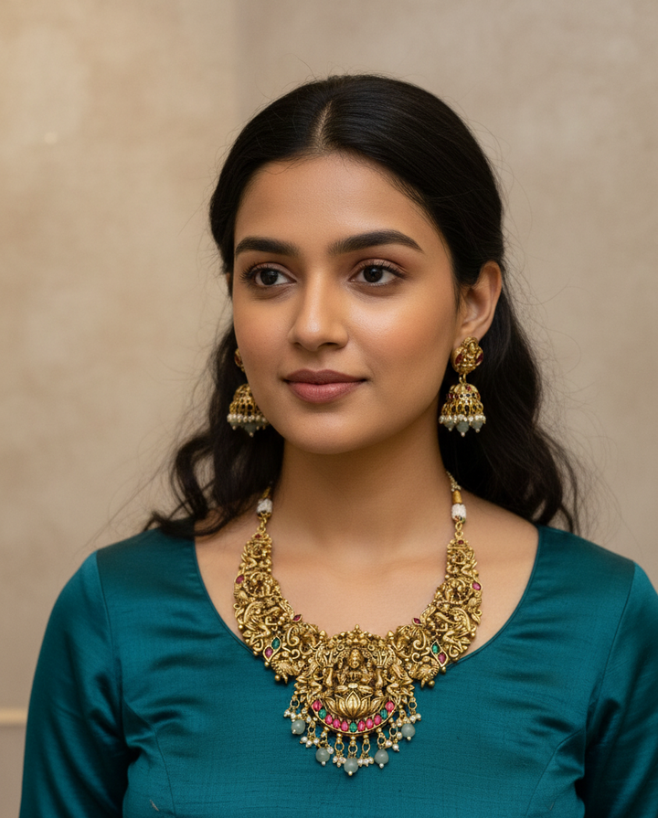 Divine Lakshmi Temple Necklace Set