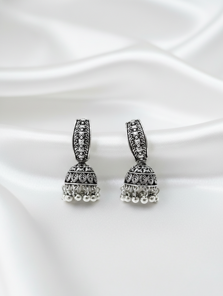 Silver Oxidized Jhumka Earrings