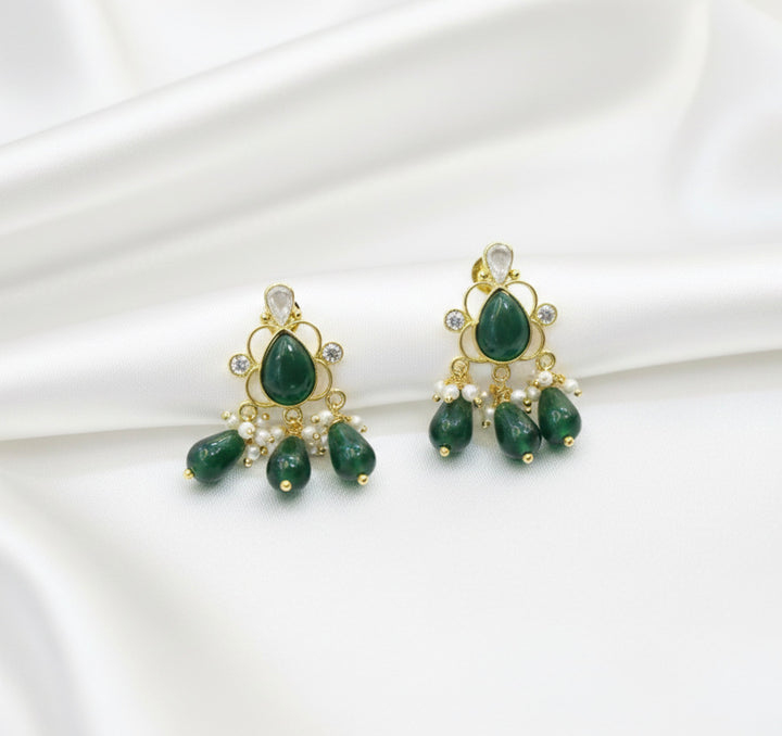 Heritage Emerald & Pearl Polki Drop Earrings