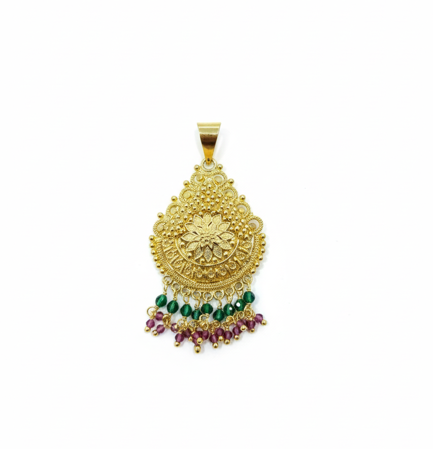 Traditional Gold Polished Droplet Pendant (6-Month Warranty)