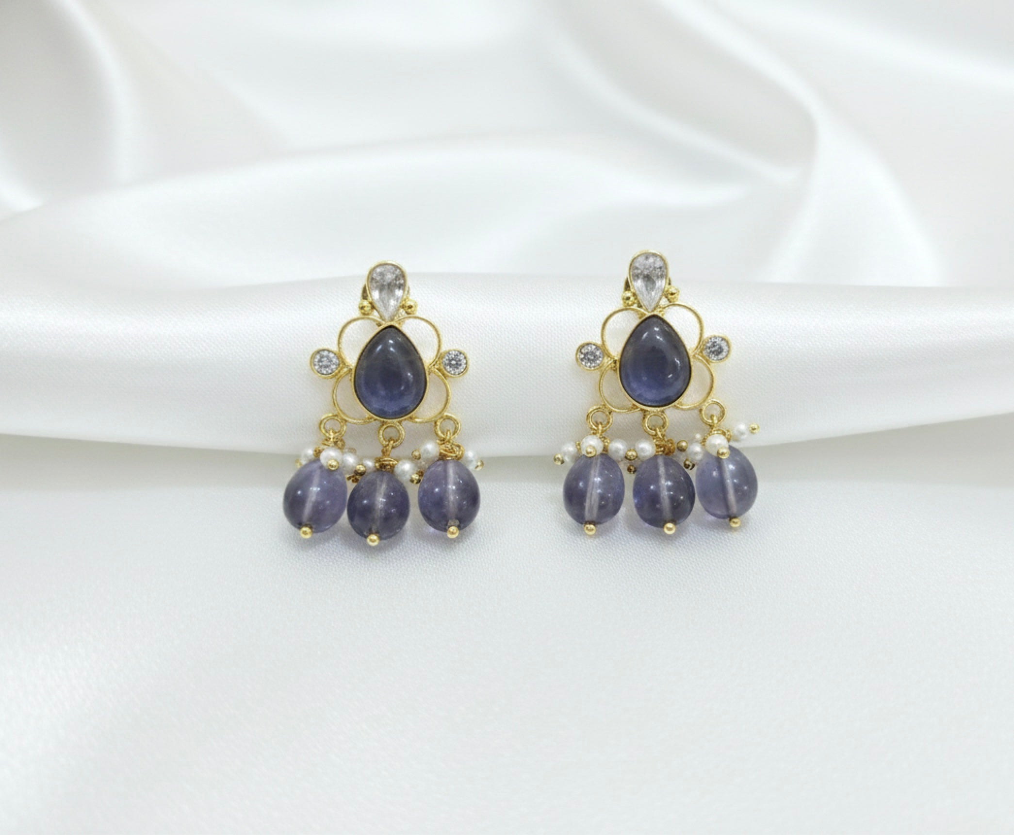 Heritage Emerald & Pearl Polki Drop Earrings