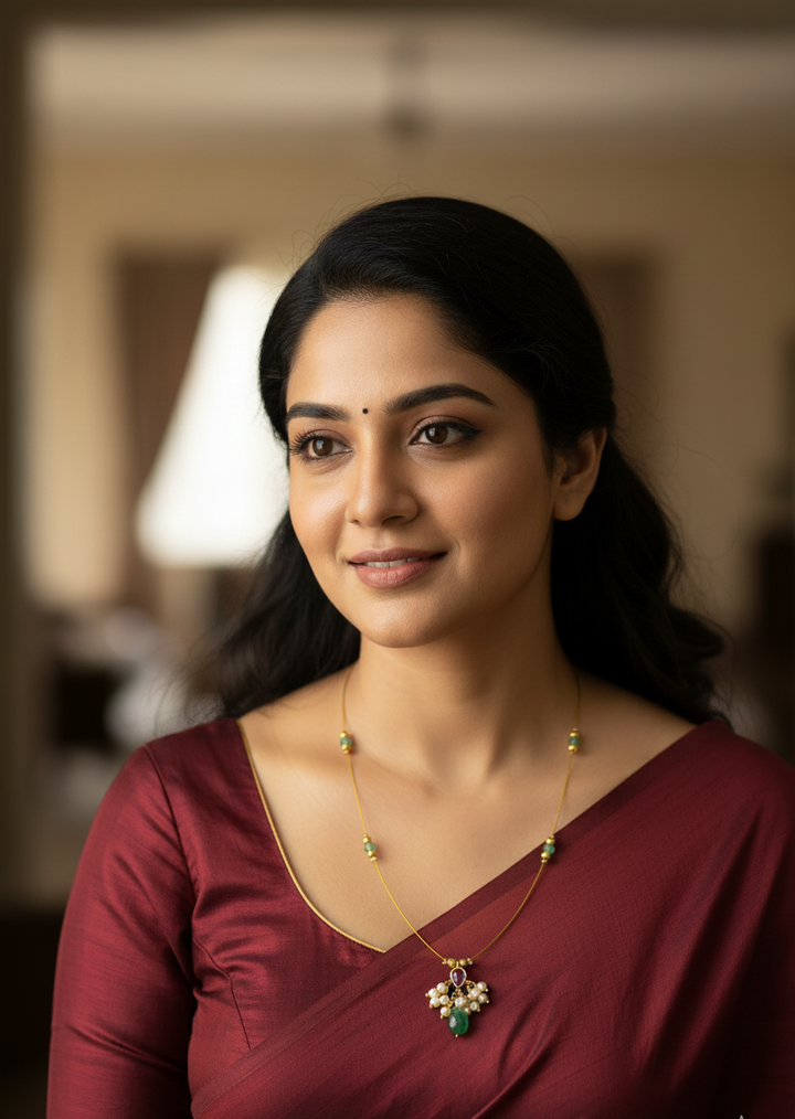 Regal Jadau Kundan Floating Necklace – Handcrafted 22K Gold Plated Necklace