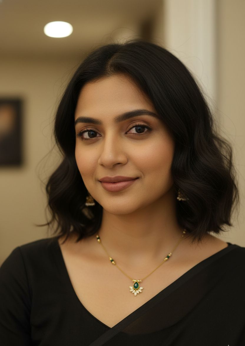 18K Gold-Plated "Invisible" Mangalsutra-Style Necklace with Ruby & Diamond Floret Pendant