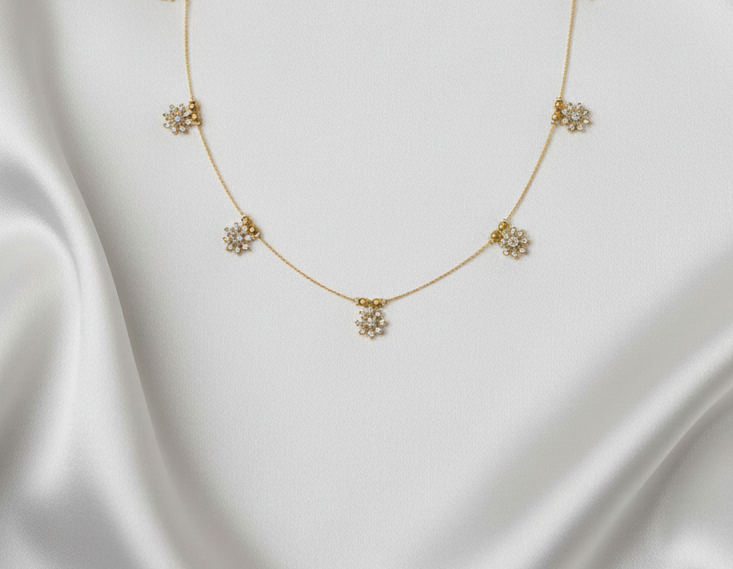 Floating Flora Invisible Necklace (5-Charm Edition)