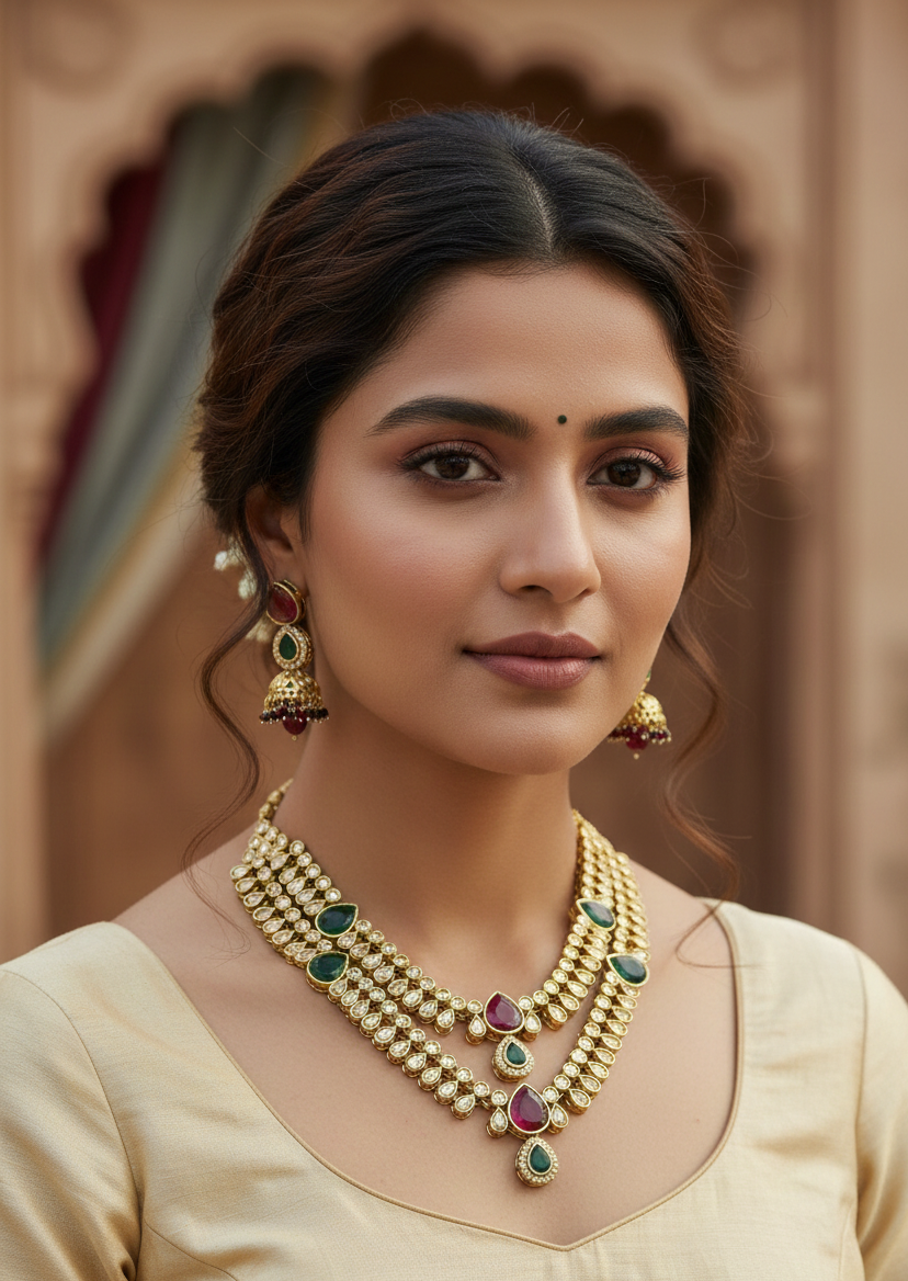Regal Antique Kundan 2-Layer Necklace Set