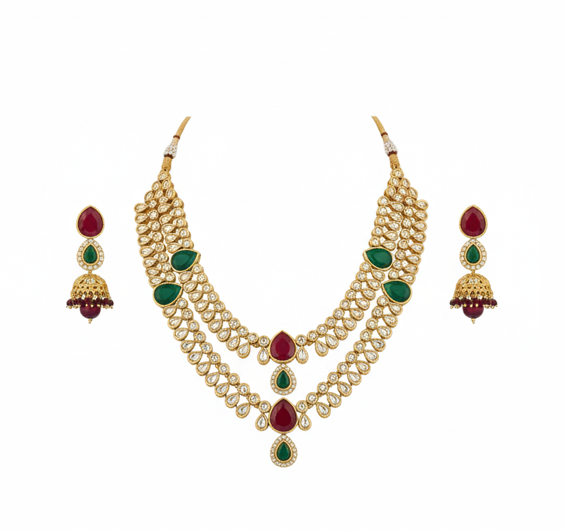 Regal Antique Kundan 2-Layer Necklace Set