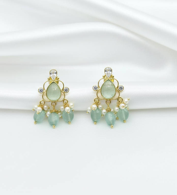 Heritage Pearl Polki Drop Earrings