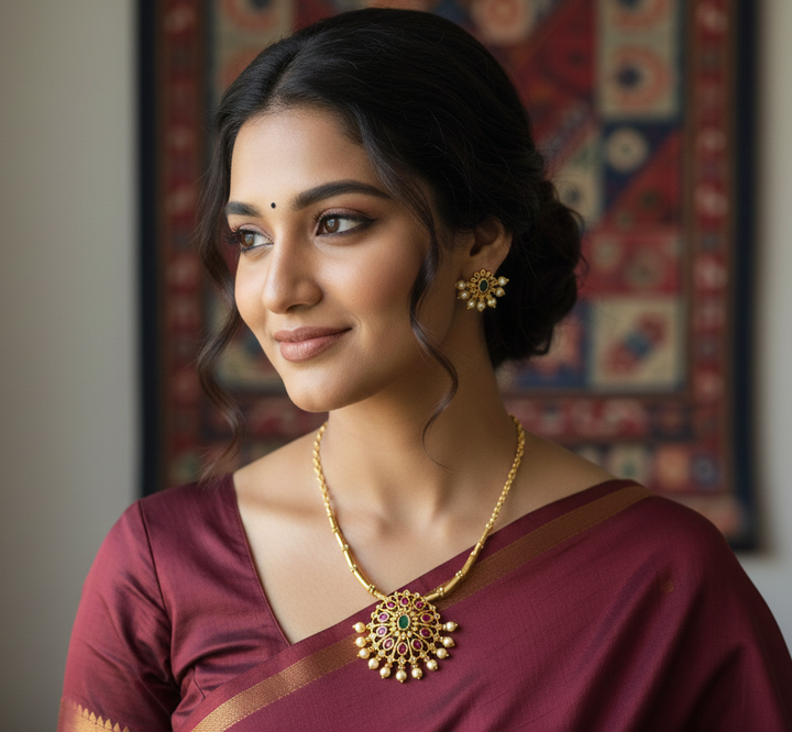 Traditional Kundan & Pearl Necklace Set.