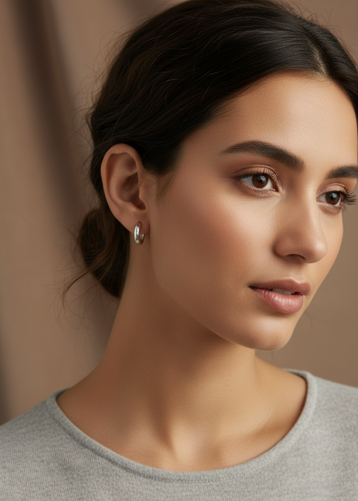 EverLustre Anti-Tarnish Silver Hoops – Waterproof & Hypoallergenic High-Shine Earrings