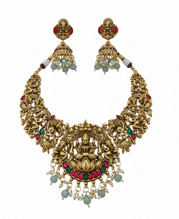 Divine Lakshmi Temple Necklace Set